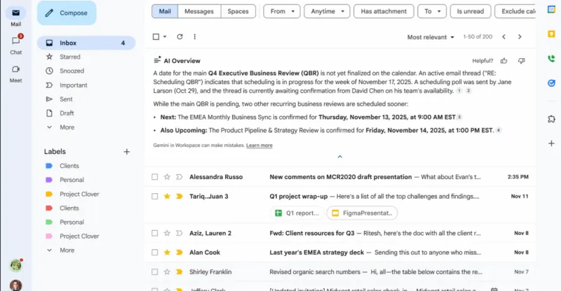 Gmail’s AI Overviews is expanding to business users.