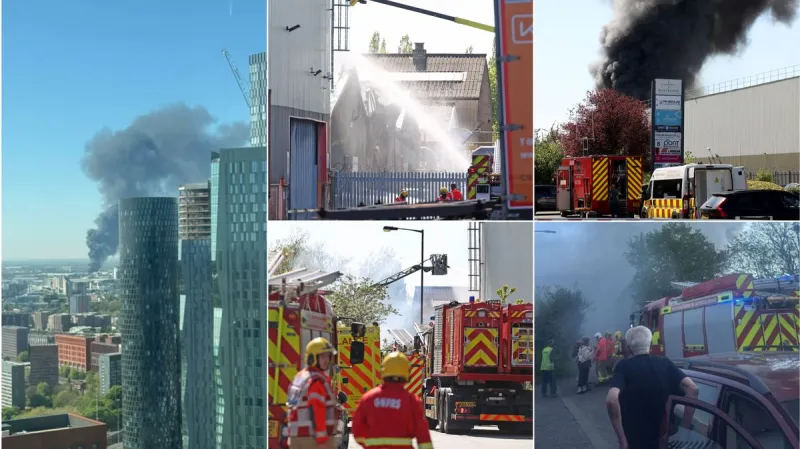 Trafford Park fire LIVE as smoke seen across city and road remains closed